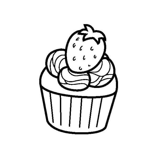 كب كيك بالفراولة تلوين