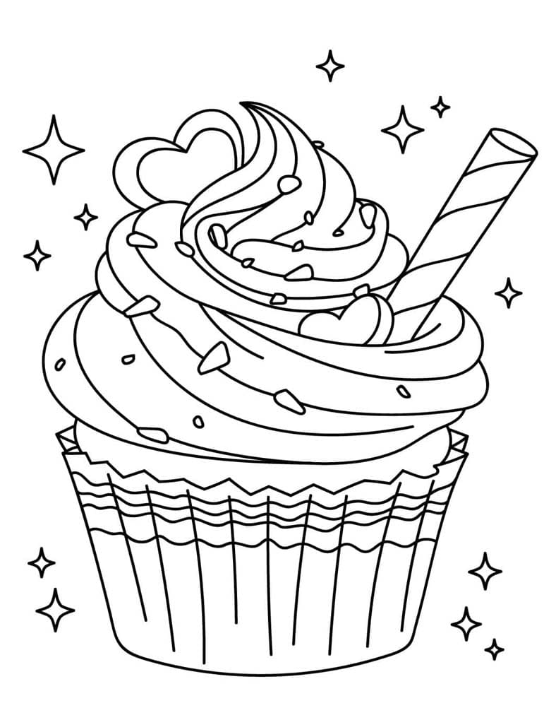 كب كيك مع قلب تلوين