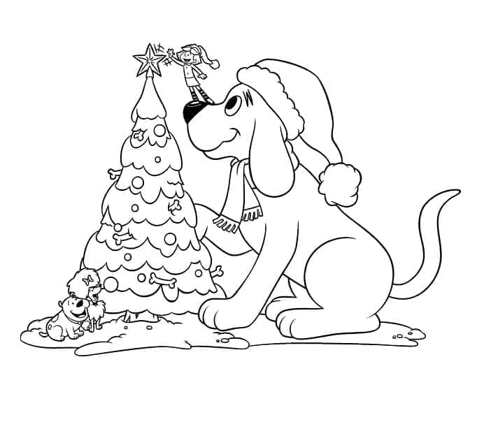 كليفورد وشجرة عيد الميلاد تلوين