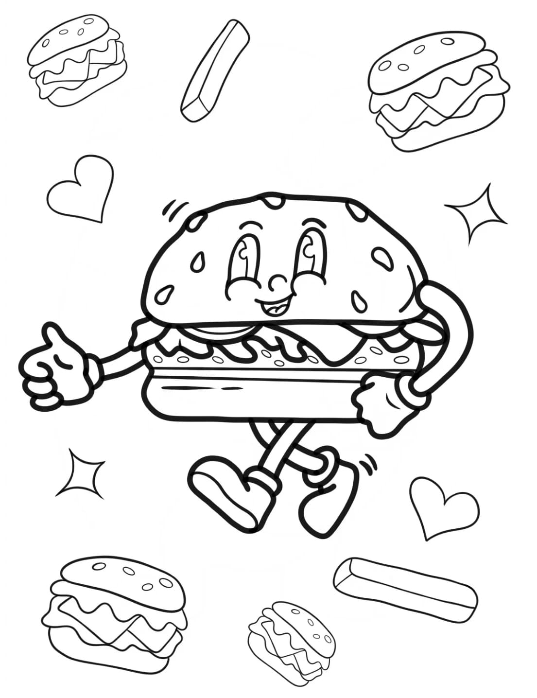 كرتون هامبرغر يمشي تلوين