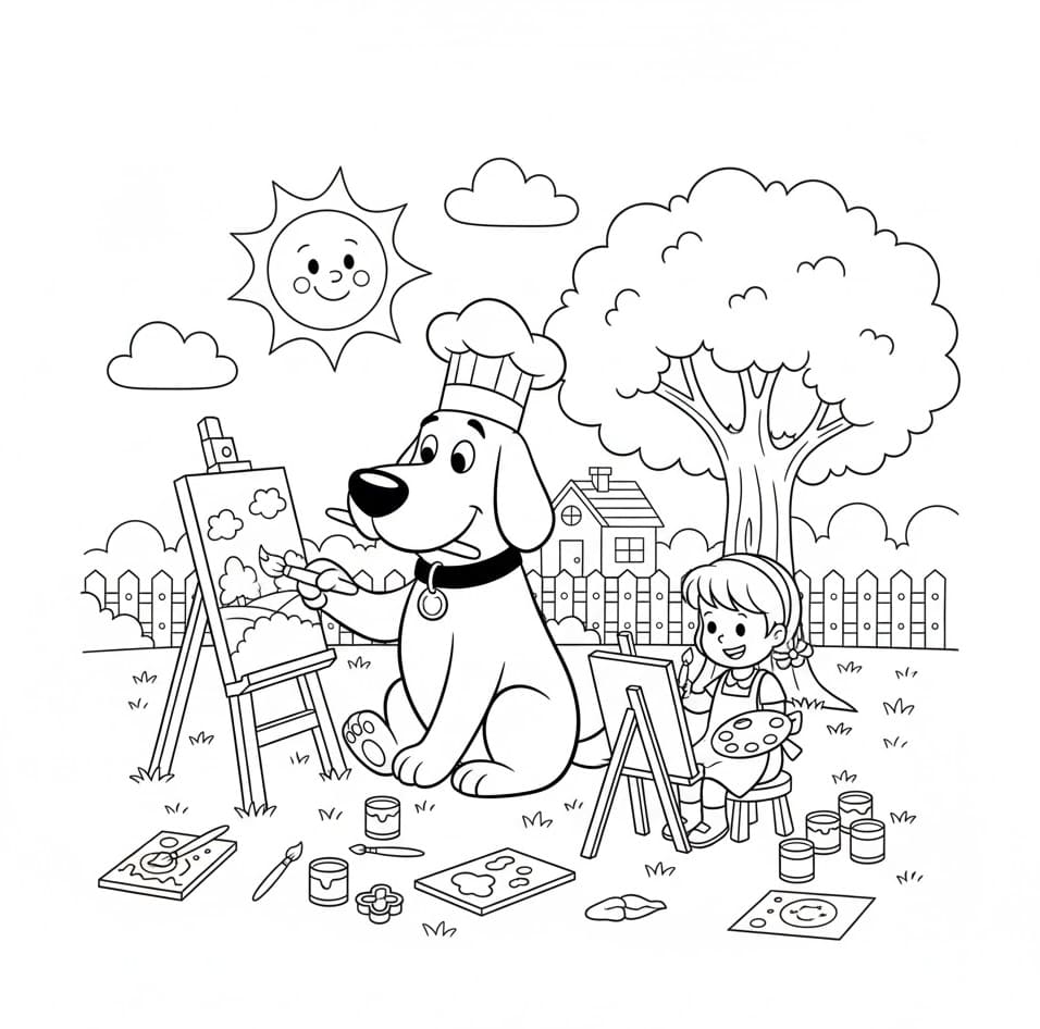 كليفورد يرسم مع طفل تلوين