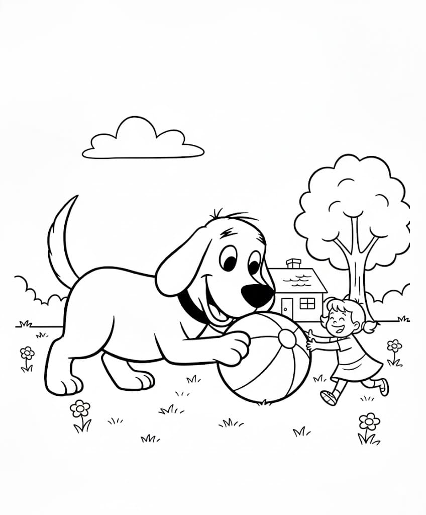 كليفورد يلعب بالكرة تلوين