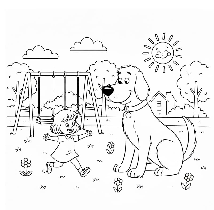 كليفورد يلعب مع الطفل تلوين