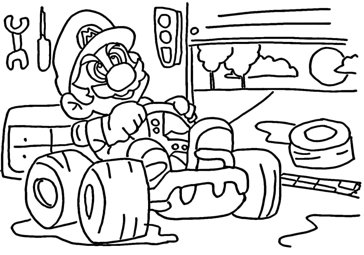 ماريو كارت لطيف قابل للطباعة تلوين