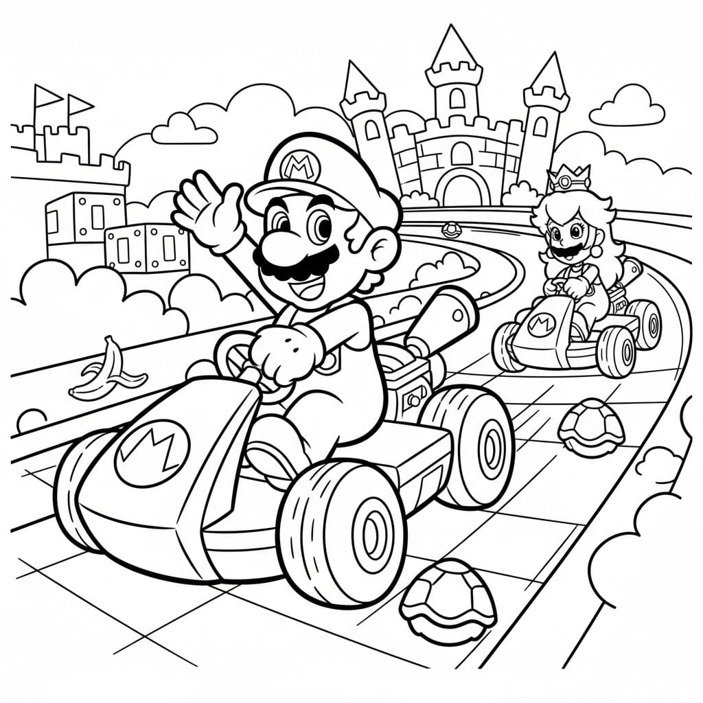 متعة سباقات ماريو كارت تلوين