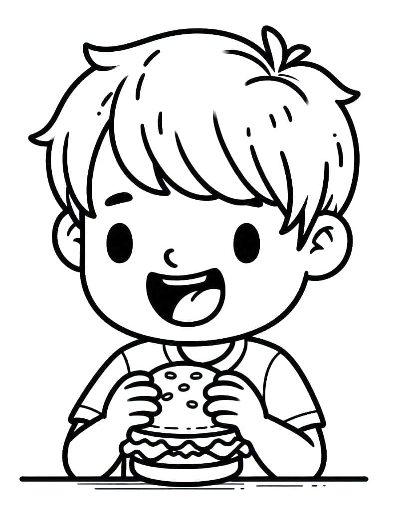 صبي مع هامبرغر تلوين