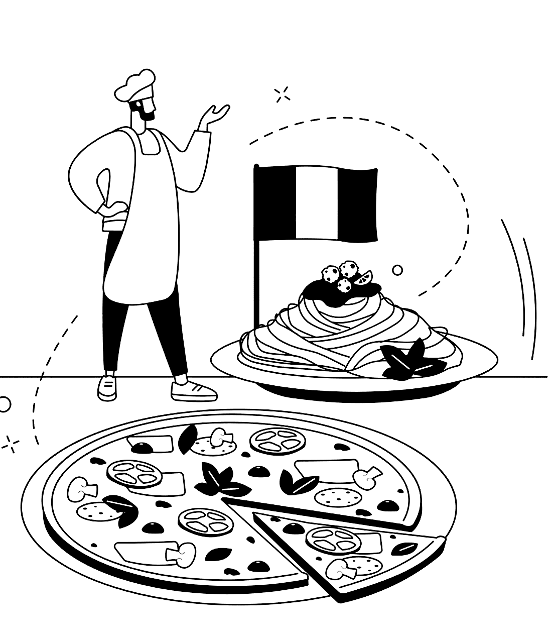 صنع بيتزا كبيرة تلوين