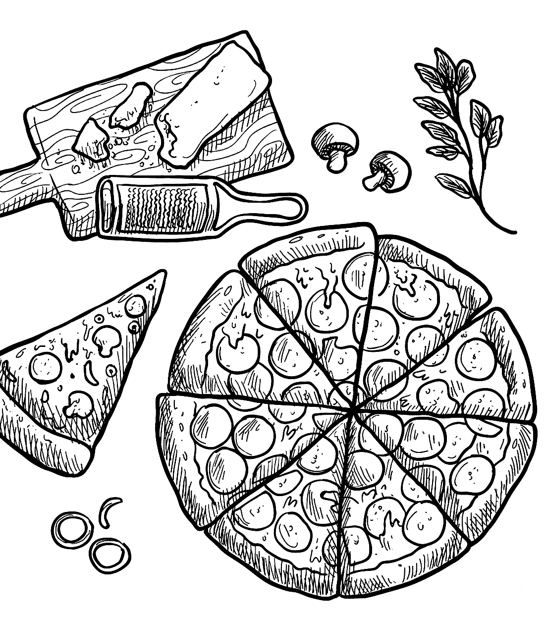 صورة بيتزا لذيذة تلوين