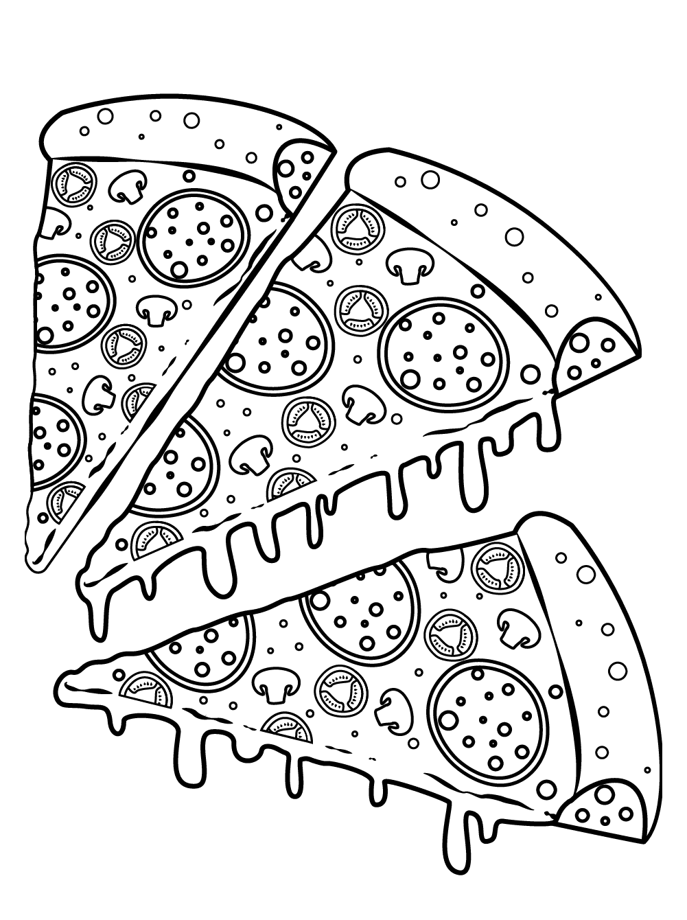 ثلاث بيتزا تلوين