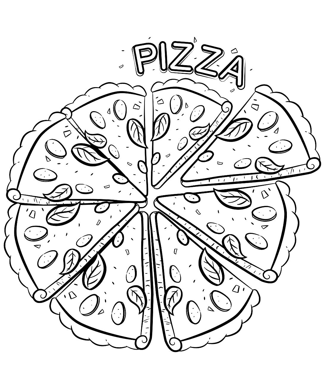 ورقة بيتزا قابلة للطباعة تلوين