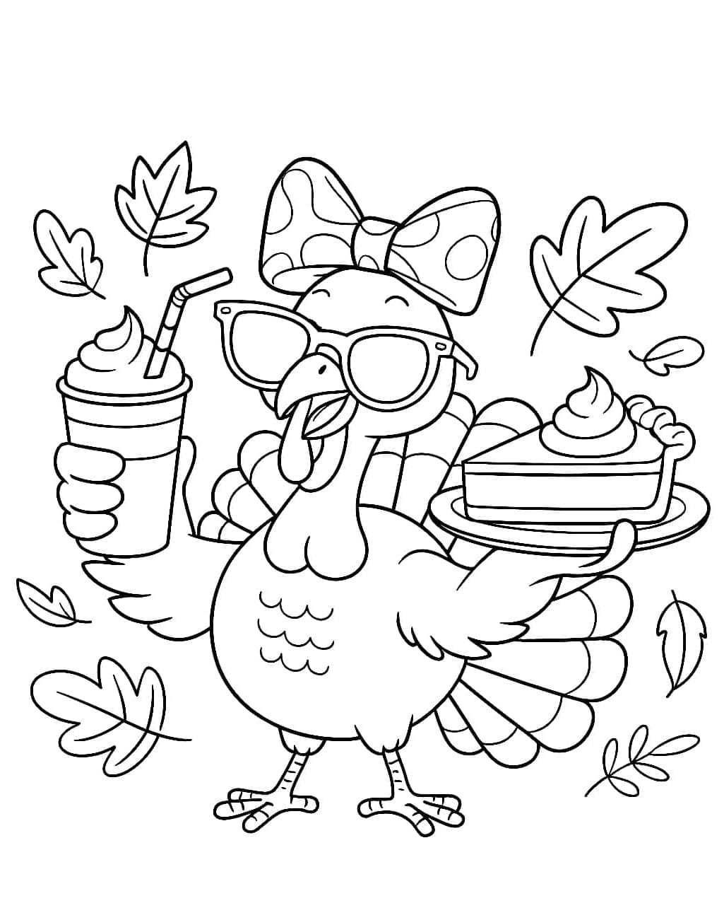 فتاة ديك رومي لطيفة تلوين