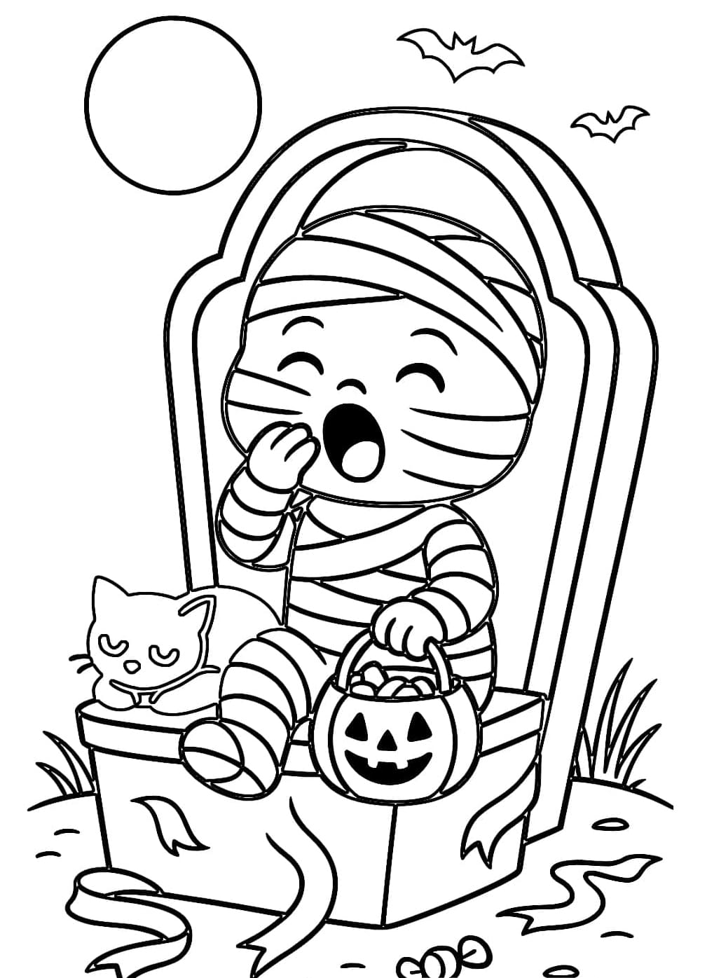 مومياء مضحكة تتثاءب تلوين