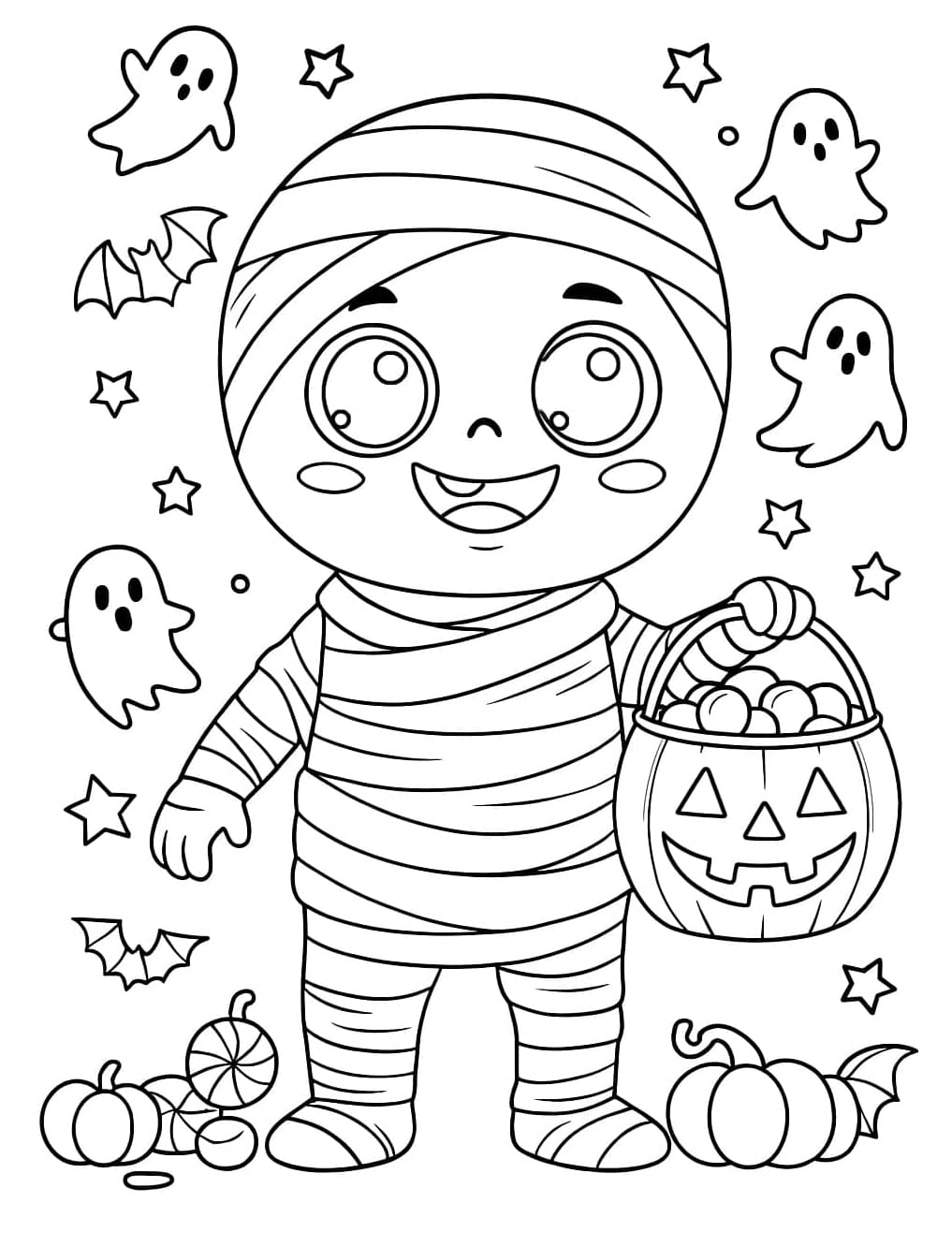 مومياء لطيفة تحمل قرعًا تلوين