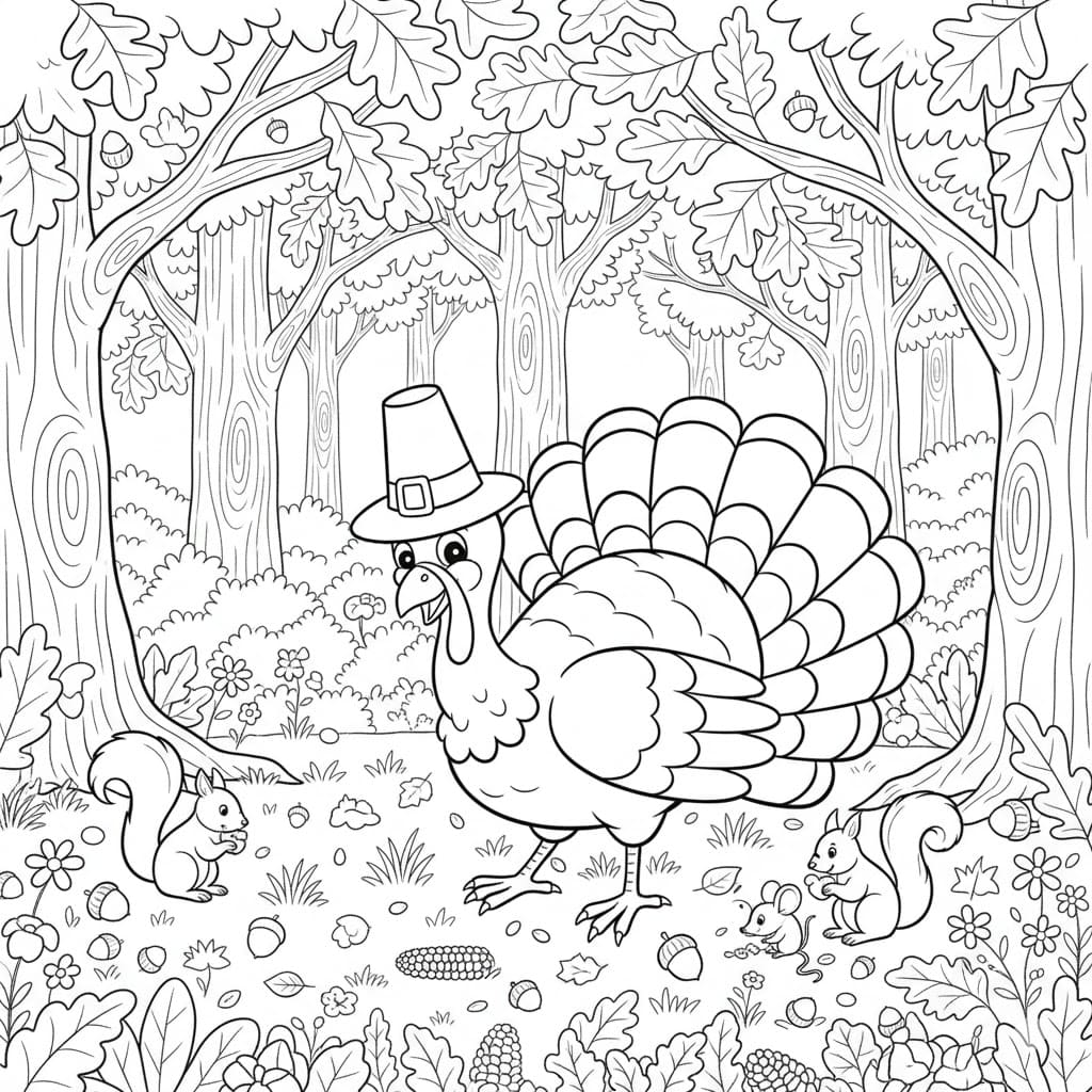 صيد الديك الرومي تلوين