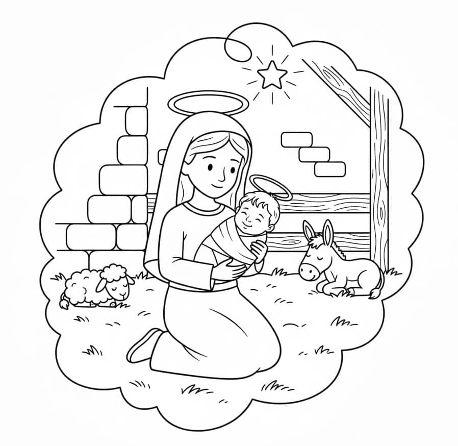 الطفل يسوع محمول تلوين