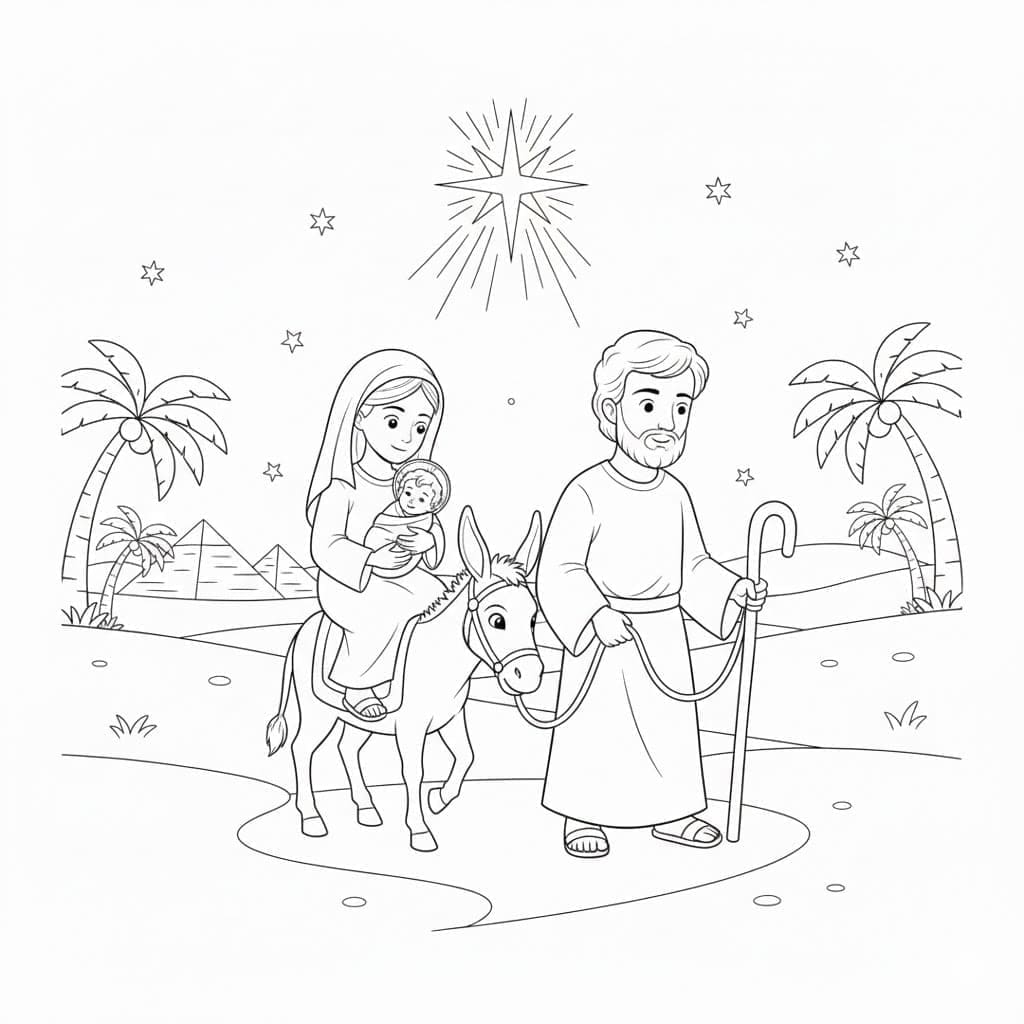 الطفل يسوع على حصان تلوين