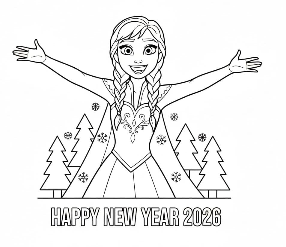 آنا مع سنة جديدة سعيدة 2026 تلوين