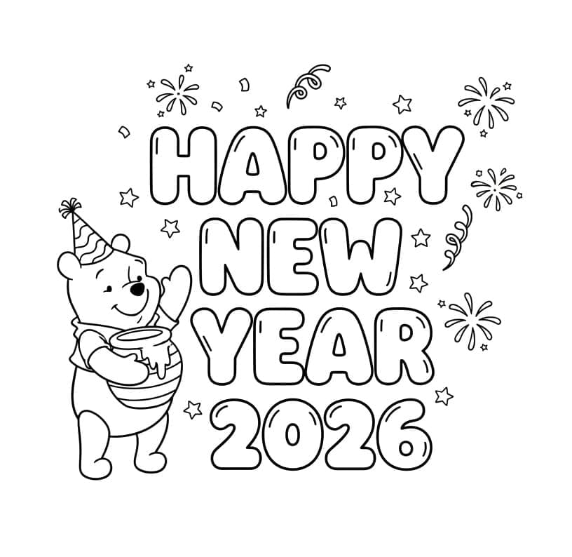 بو وسنة جديدة سعيدة 2026 تلوين