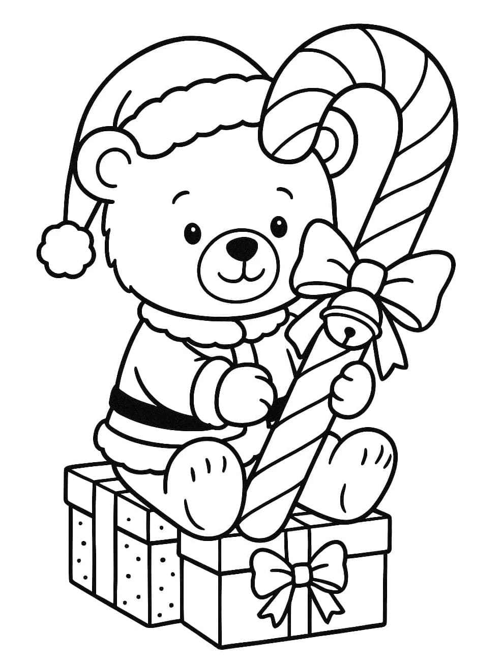 دب لطيف وعصا حلوى تلوين