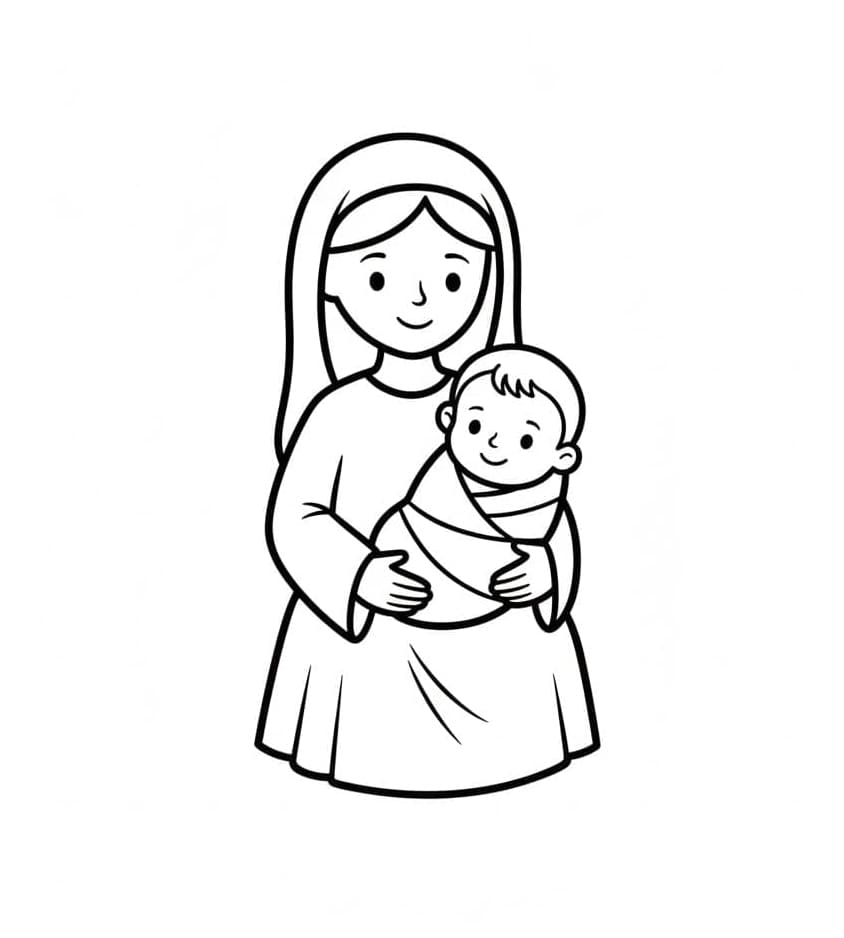 عناق الطفل يسوع تلوين