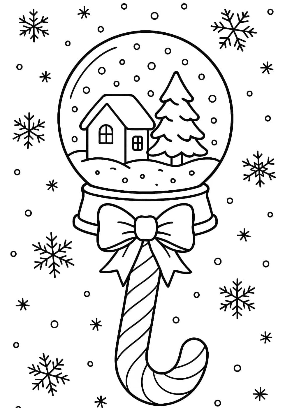 عصا حلوى مع منزل كرة ثلجية تلوين