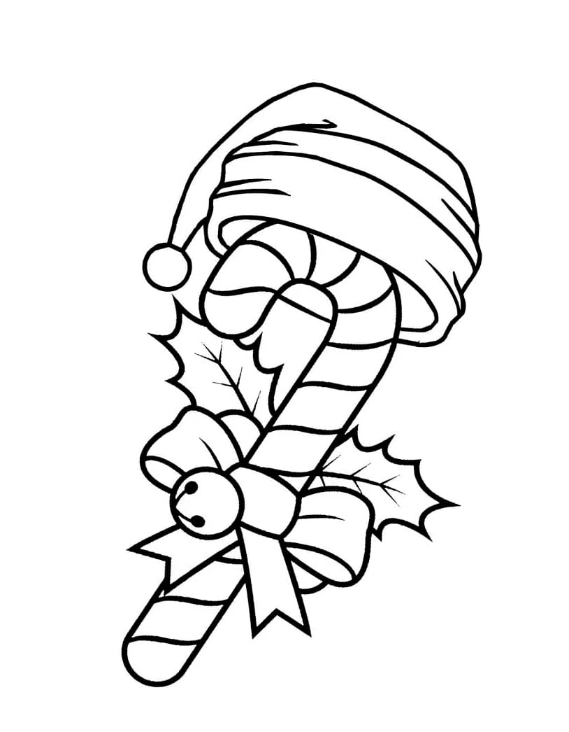 عصا حلوى مع قبعة سانتا تلوين