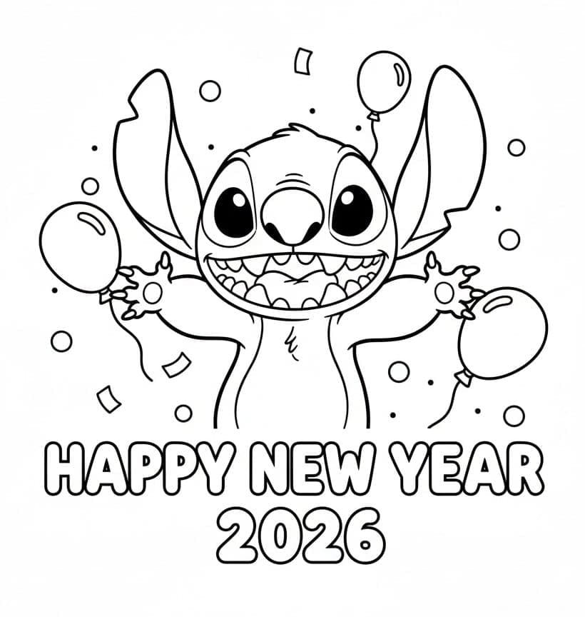 غرزة مع سنة جديدة سعيدة 2026 تلوين