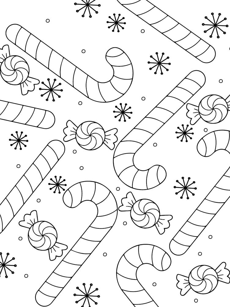 حلوى عيد الميلاد بنمط عصا الحلوى تلوين