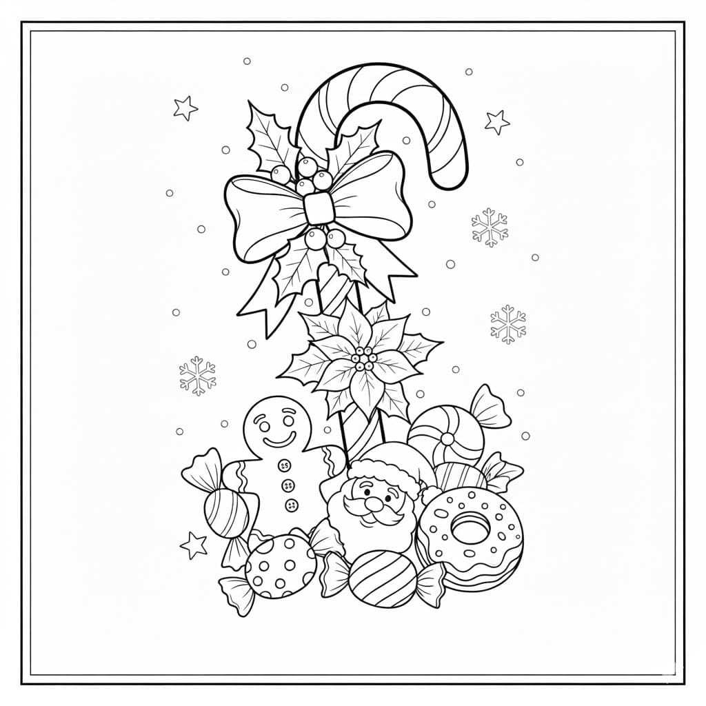 حلوى قصب السكر البسيطة تلوين