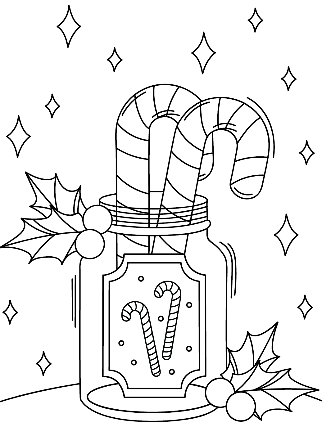 حلوى قصب السكر خالية من أجواء عيد الميلاد تلوين