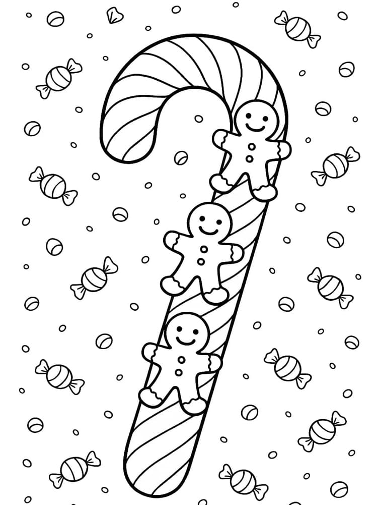 حلوى قصب السكر اللطيفة تلوين