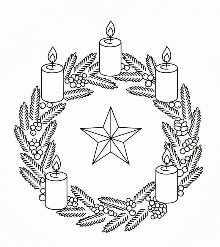 إكليل المجيء والنجمة تلوين