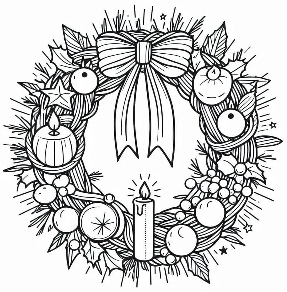 إكليل عيد الميلاد القابل للطباعة تلوين