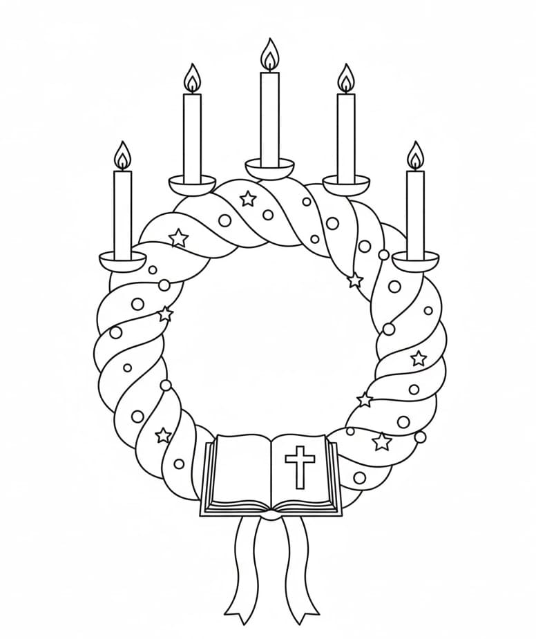 إكليل عيد الميلاد مجاني للبالغين تلوين