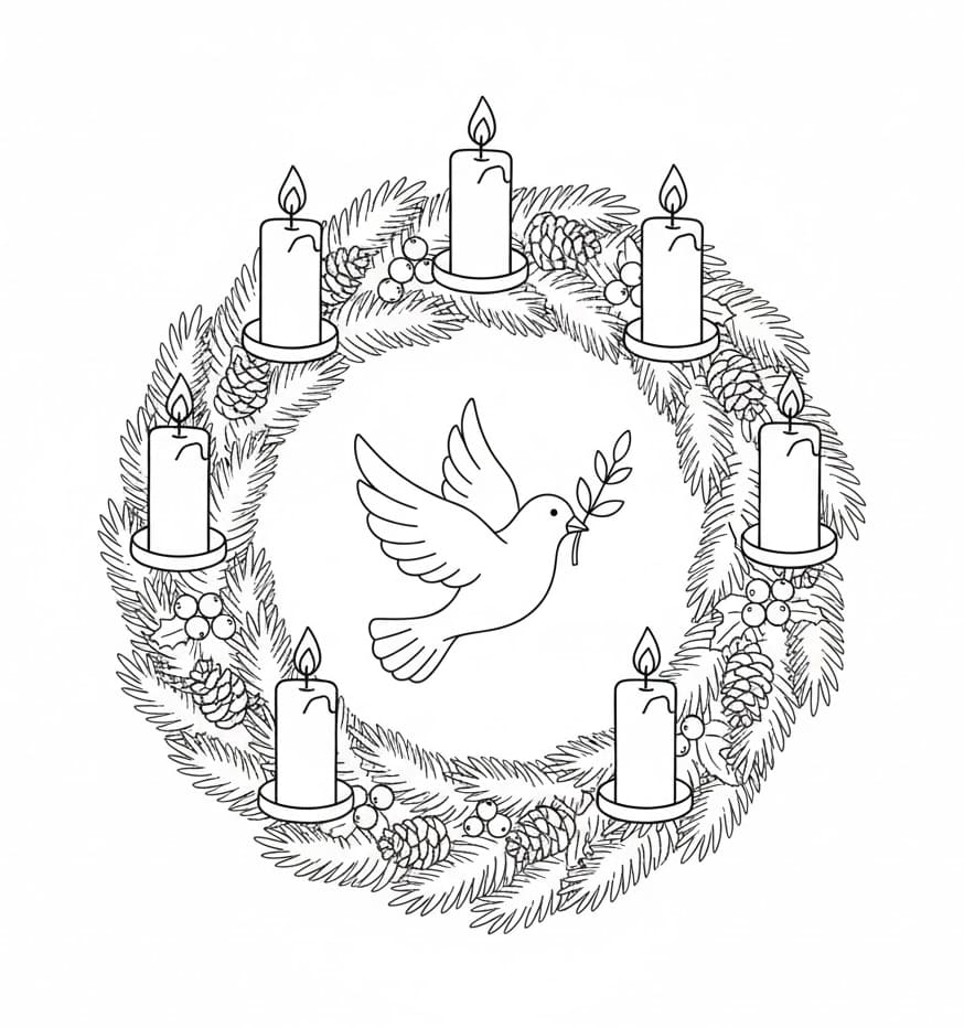 إكليل المجيء مع طائر تلوين