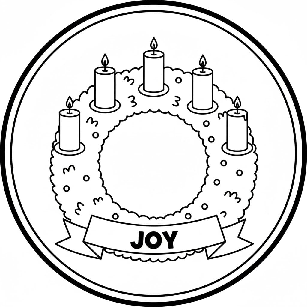 إكليل بسيط لعيد الميلاد تلوين