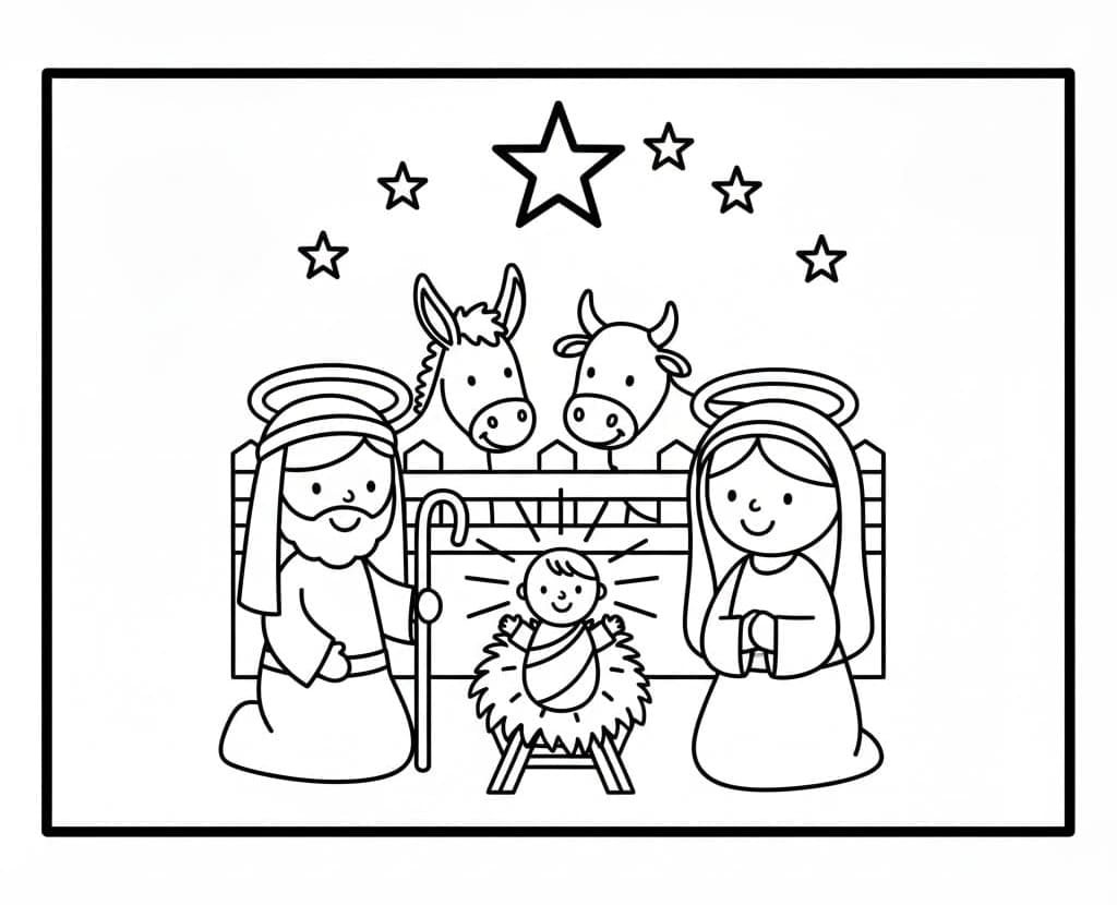 مشهد الميلاد مجاني للأطفال تلوين