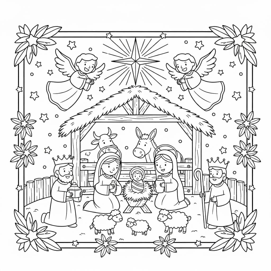 مشهد الميلاد مثالي تلوين