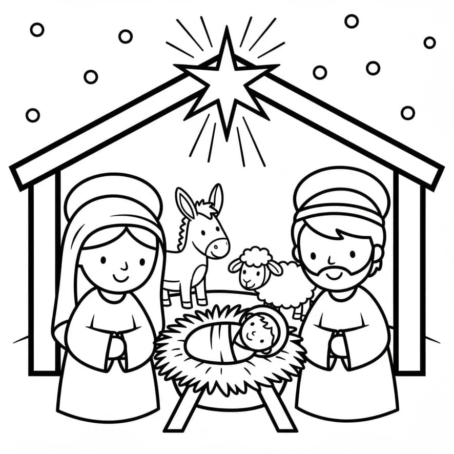 مشهد الميلاد عادي تلوين