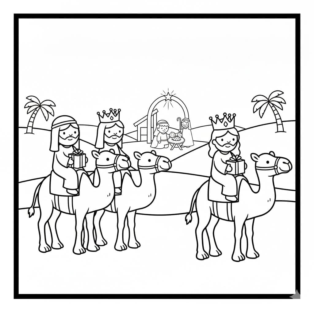 مشهد الميلاد سهل للغاية تلوين