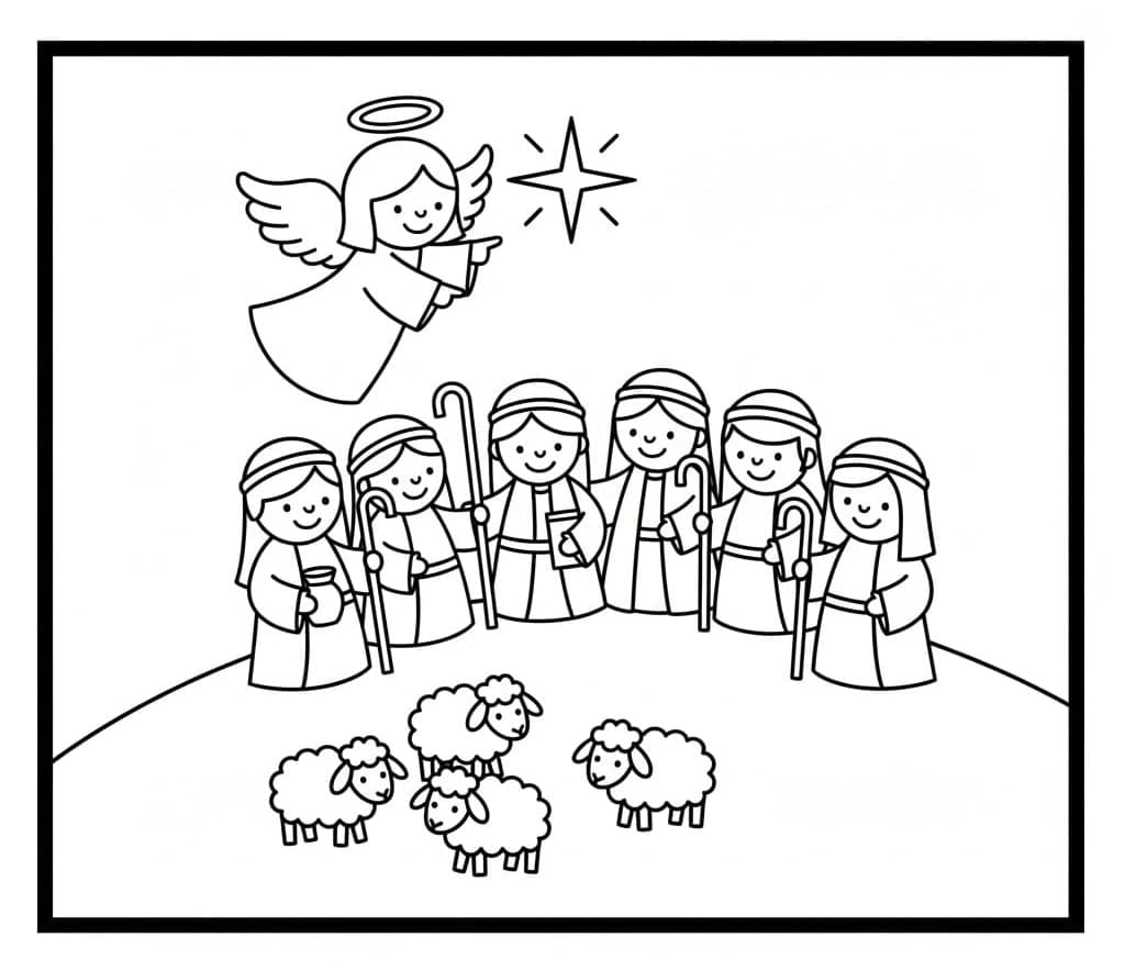 مشهد ميلاد المسيح - طباعة مجانية تلوين