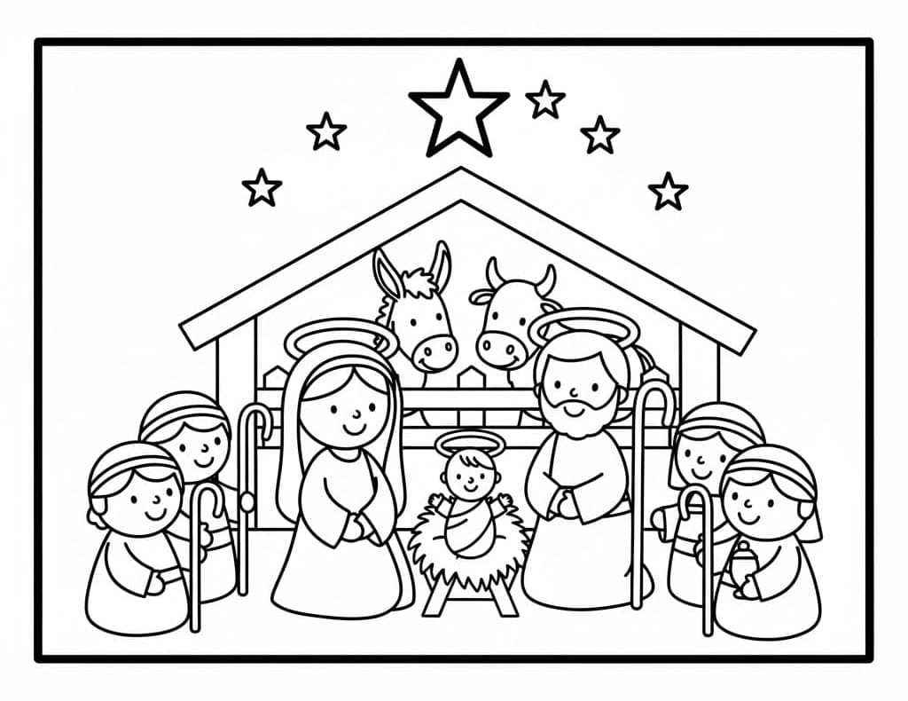 مشهد ميلاد بسيط تلوين