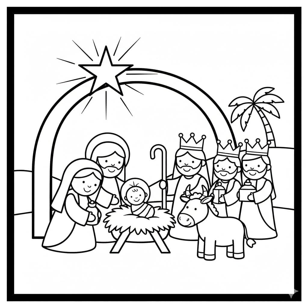 مشهد ميلاد جميل تلوين