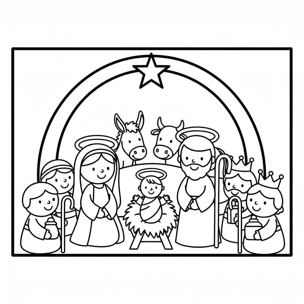 مشهد ميلاد للأطفال تلوين