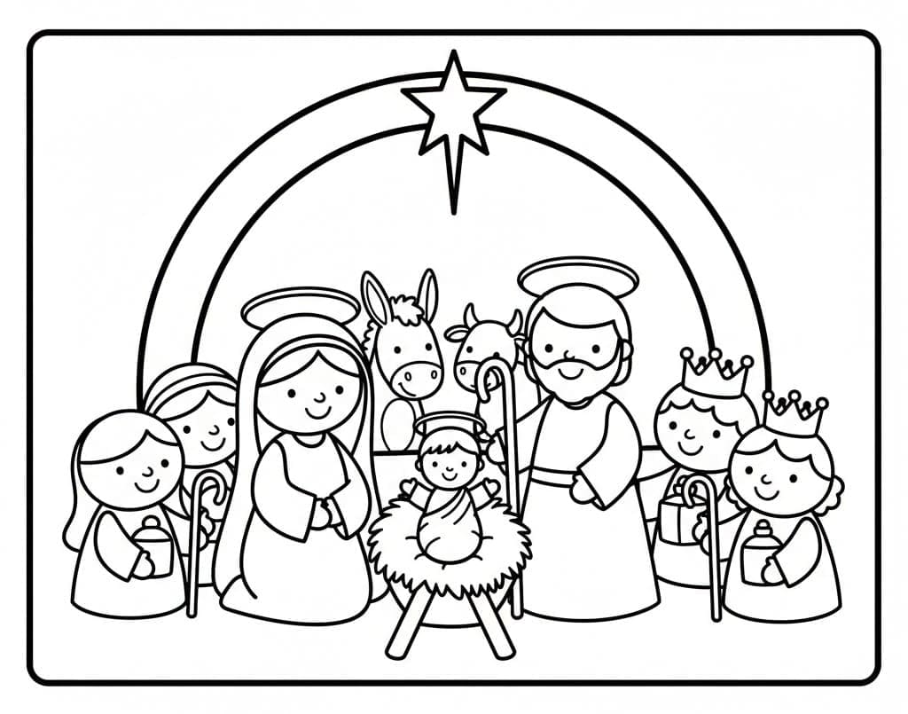 مشهد ميلاد المسيح للطباعة مجاناً تلوين