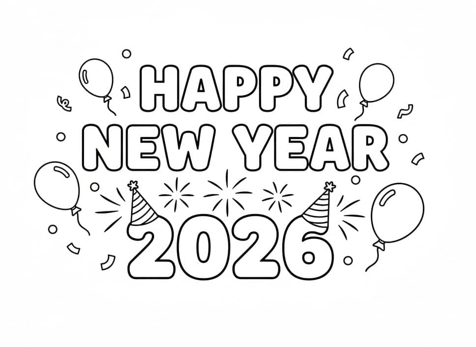 سنة جديدة سعيدة 2026 للأطفال تلوين