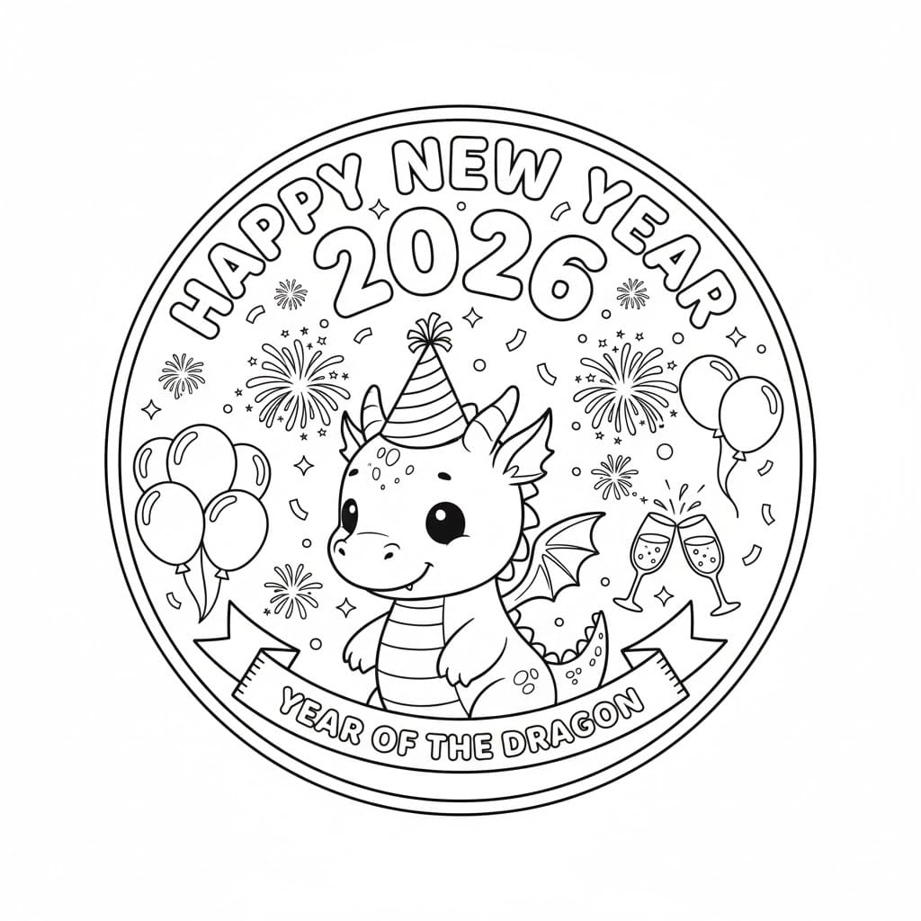 سنة جديدة سهلة 2026 تلوين