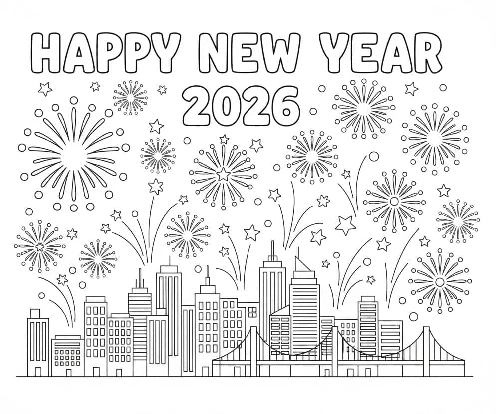 سنة جديدة سعيدة 2026 مجانية تلوين