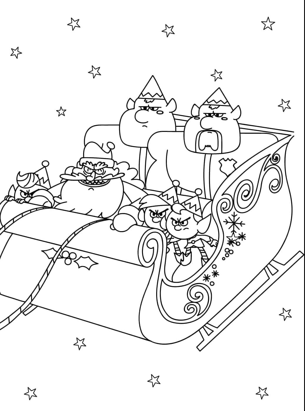 سانتا كلوز وطاقمه على الزلاجة تلوين