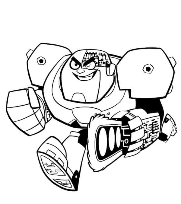 سايبورغ يركض إلى أصدقائه تلوين